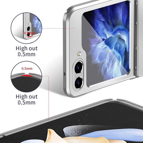 Case for Samsung Galaxy Z Flip 5 with Hinge Protection, Slim Phone Case [Anti-Drop] [Anti-Scratch] Ultra Thin Hard PC Back Shockproof Protector Cover for Samsung Galaxy Z Flip 5 5G (Silver) in Saudi Arabia
