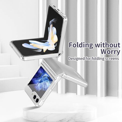 Case for Samsung Galaxy Z Flip 5 with Hinge Protection, Slim Phone Case [Anti-Drop] [Anti-Scratch] Ultra Thin Hard PC Back Shockproof Protector Cover for Samsung Galaxy Z Flip 5 5G (Silver) in Saudi Arabia