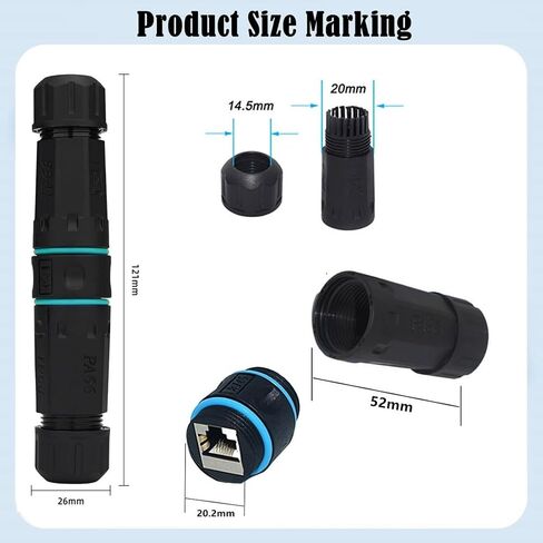 chenyang RJ45 Waterproof Coupler,IP68 CAT6 RJ45 Female to Female Outdoor Ethernet Cable Extension Waterproof Adapter in Saudi Arabia
