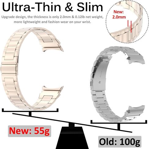 Miimall متوافق مع Samsung Galaxy Watch 5 Pro Band 45mm/ Galaxy Watch 4/5 44mm 40mm Band Metal ، Samsung Watch 4 Classic Metal Band 42mm 46mm ، [Ultra Thin] No Gap Steel Steel Band (Gold) in Saudi Arabia