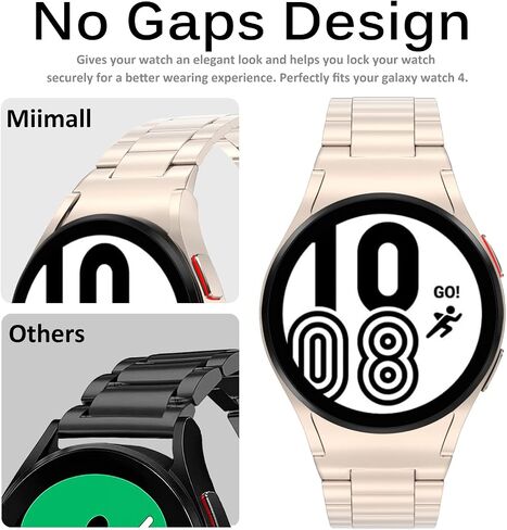 Miimall متوافق مع Samsung Galaxy Watch 5 Pro Band 45mm/ Galaxy Watch 4/5 44mm 40mm Band Metal ، Samsung Watch 4 Classic Metal Band 42mm 46mm ، [Ultra Thin] No Gap Steel Steel Band (Gold) in Saudi Arabia