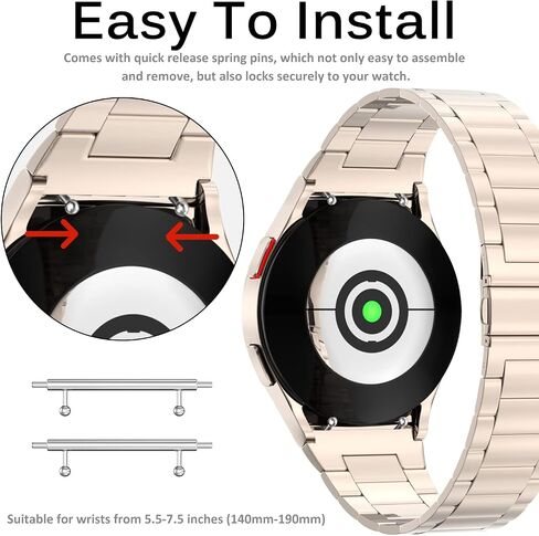 Miimall متوافق مع Samsung Galaxy Watch 5 Pro Band 45mm/ Galaxy Watch 4/5 44mm 40mm Band Metal ، Samsung Watch 4 Classic Metal Band 42mm 46mm ، [Ultra Thin] No Gap Steel Steel Band (Gold) in Saudi Arabia