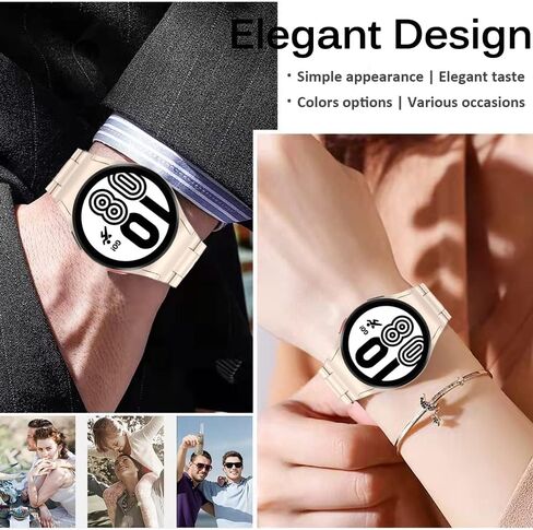 Miimall متوافق مع Samsung Galaxy Watch 5 Pro Band 45mm/ Galaxy Watch 4/5 44mm 40mm Band Metal ، Samsung Watch 4 Classic Metal Band 42mm 46mm ، [Ultra Thin] No Gap Steel Steel Band (Gold) in Saudi Arabia
