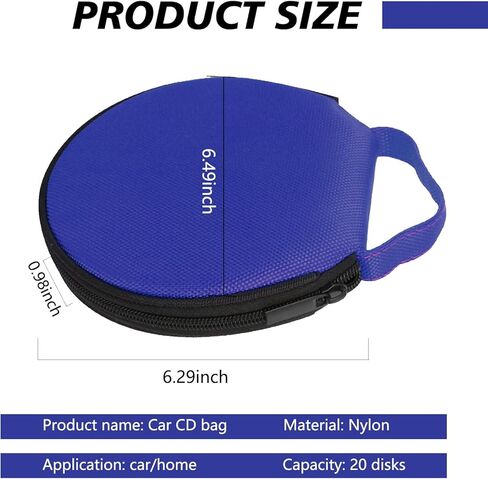 DVD Storage, CD Holder Dividers Folder, Car CD Large Capacity Storage Bag, DVD Oxford Cloth Round Storage Box, Universal for Most Cars (Blue) in Saudi Arabia