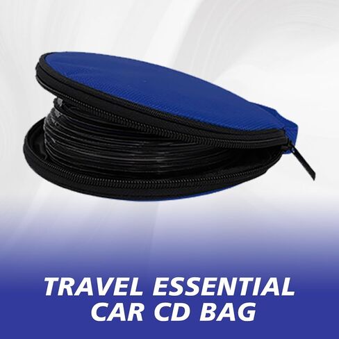 DVD Storage, CD Holder Dividers Folder, Car CD Large Capacity Storage Bag, DVD Oxford Cloth Round Storage Box, Universal for Most Cars (Blue) in Saudi Arabia