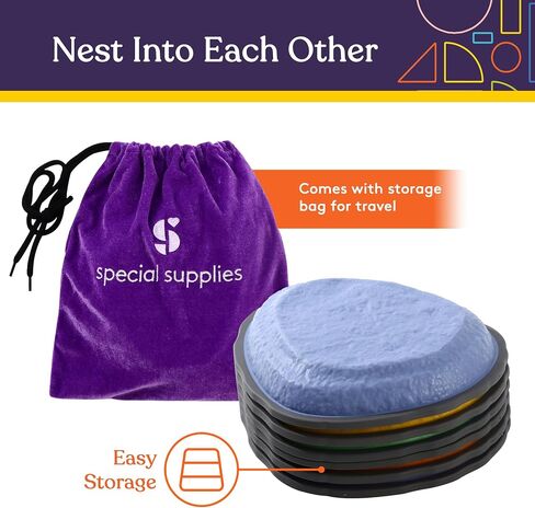 Special Supplies Rock Shaped Stepping Stones for Kids Indoor and Outdoor Balance Blocks Promote Coordination, Balance, Strength Child Safe Rubber, Non-Slip Edging (Multi-Color, 12) in Saudi Arabia