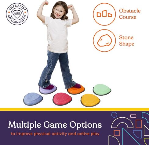 Special Supplies Rock Shaped Stepping Stones for Kids Indoor and Outdoor Balance Blocks Promote Coordination, Balance, Strength Child Safe Rubber, Non-Slip Edging (Multi-Color, 12) in Saudi Arabia