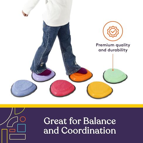 Special Supplies Rock Shaped Stepping Stones for Kids Indoor and Outdoor Balance Blocks Promote Coordination, Balance, Strength Child Safe Rubber, Non-Slip Edging (Multi-Color, 12) in Saudi Arabia