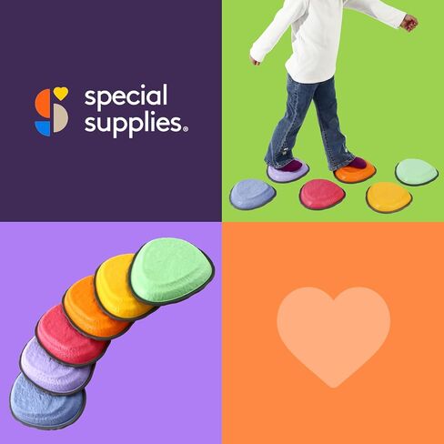 Special Supplies Rock Shaped Stepping Stones for Kids Indoor and Outdoor Balance Blocks Promote Coordination, Balance, Strength Child Safe Rubber, Non-Slip Edging (Multi-Color, 12) in Saudi Arabia