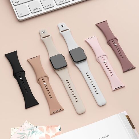 6 Pack Sport Bands Compatible with Apple Watch 38mm 40mm 41mm 42mm 44mm 45mm 46mm 49mm Women Men, Soft Silicone Replacement Waterproof Strap Wristband for iWatch Series Ultra 10/9/8/7/6/5/4/3/2/1 SE in Saudi Arabia