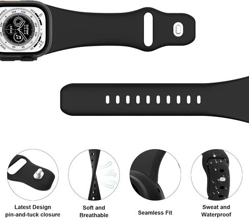 6 Pack Sport Bands Compatible with Apple Watch 38mm 40mm 41mm 42mm 44mm 45mm 46mm 49mm Women Men, Soft Silicone Replacement Waterproof Strap Wristband for iWatch Series Ultra 10/9/8/7/6/5/4/3/2/1 SE in Saudi Arabia