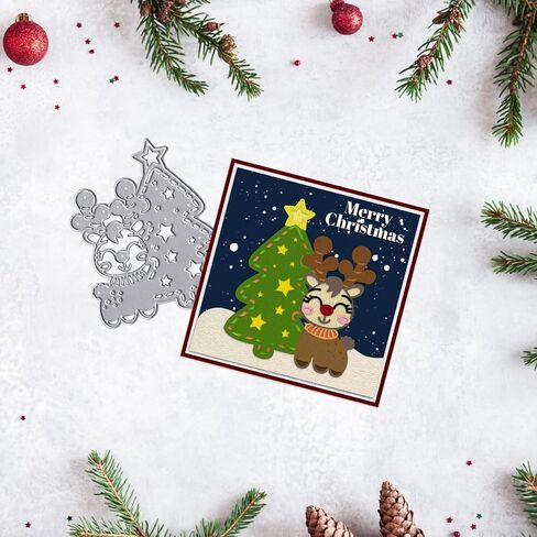 ABTOLS Metal Christmas Theme Cutting Dies for Card Making, Rectangle Frame Die Cuts Christmas House Snowflake Words Dies Template Mould for Card Scrapbooking and DIY Craft Album Paper Card Decor in Saudi Arabia