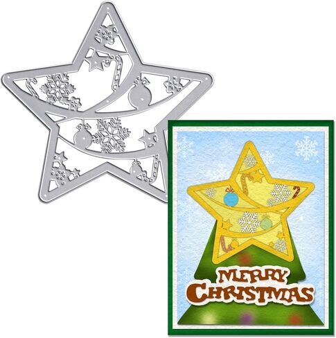 ABTOLS Metal Christmas Theme Cutting Dies for Card Making, Rectangle Frame Die Cuts Christmas House Snowflake Words Dies Template Mould for Card Scrapbooking and DIY Craft Album Paper Card Decor in Kuwait