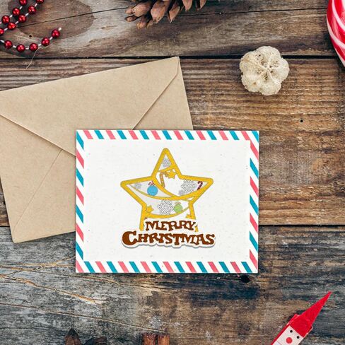 ABTOLS Metal Christmas Theme Cutting Dies for Card Making, Rectangle Frame Die Cuts Christmas House Snowflake Words Dies Template Mould for Card Scrapbooking and DIY Craft Album Paper Card Decor in Kuwait