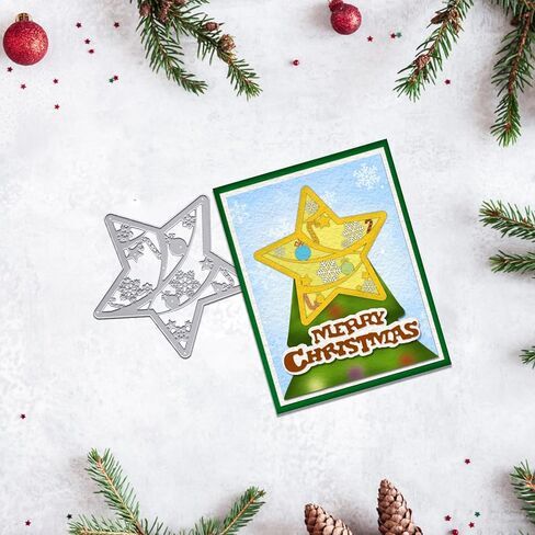 ABTOLS Metal Christmas Theme Cutting Dies for Card Making, Rectangle Frame Die Cuts Christmas House Snowflake Words Dies Template Mould for Card Scrapbooking and DIY Craft Album Paper Card Decor in Kuwait