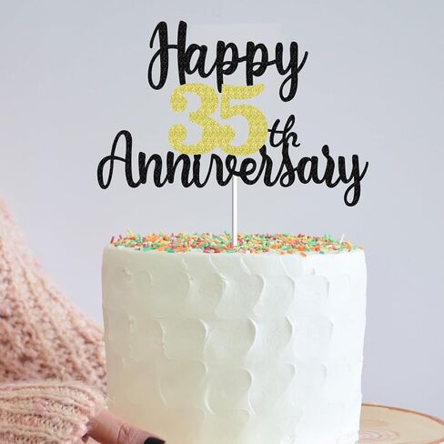 Happy 2nd Anniversary كعكة القبعات العالية بريق، هتاف إلى 2 سنة ديكورات الحفلات 2 سنة ديكور كعكة الذكرى السنوية، اثنان من زخارف الكعكة لحفل زفاف عيد ميلاد شركة الذكرى السنوية (الذهب الأسود) in Kuwait
