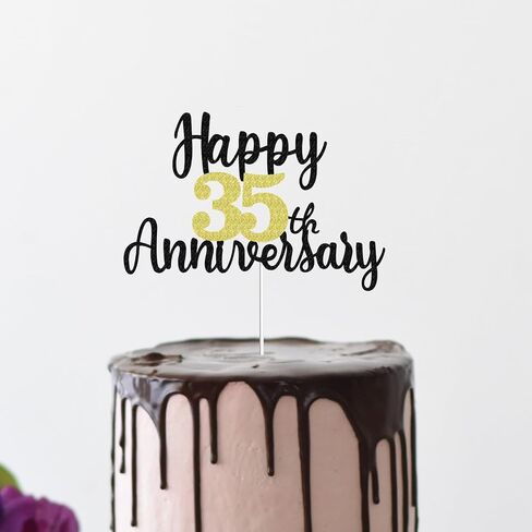 Happy 2nd Anniversary كعكة القبعات العالية بريق، هتاف إلى 2 سنة ديكورات الحفلات 2 سنة ديكور كعكة الذكرى السنوية، اثنان من زخارف الكعكة لحفل زفاف عيد ميلاد شركة الذكرى السنوية (الذهب الأسود) in Kuwait