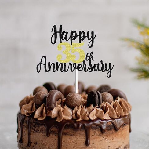 Happy 2nd Anniversary كعكة القبعات العالية بريق، هتاف إلى 2 سنة ديكورات الحفلات 2 سنة ديكور كعكة الذكرى السنوية، اثنان من زخارف الكعكة لحفل زفاف عيد ميلاد شركة الذكرى السنوية (الذهب الأسود) in Kuwait