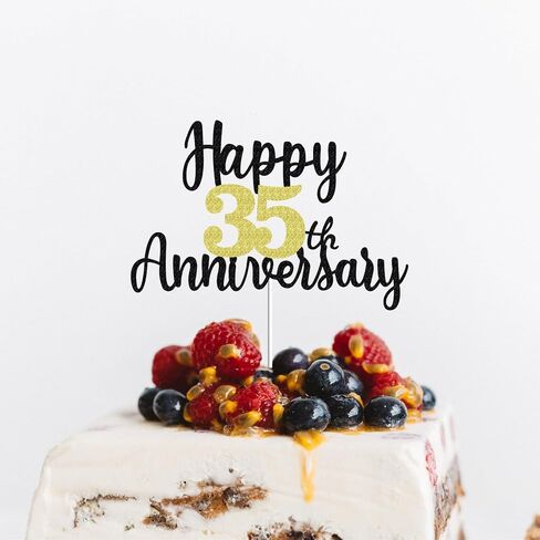Happy 2nd Anniversary كعكة القبعات العالية بريق، هتاف إلى 2 سنة ديكورات الحفلات 2 سنة ديكور كعكة الذكرى السنوية، اثنان من زخارف الكعكة لحفل زفاف عيد ميلاد شركة الذكرى السنوية (الذهب الأسود) in Kuwait