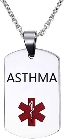 Medical Alert Necklaces Womens Mens Stainless Steel Medical Identification Alert ID Tag Emergency Health Pendant Necklace in Kuwait