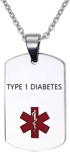 Medical Alert Necklaces Womens Mens Stainless Steel Medical Identification Alert ID Tag Emergency Health Pendant Necklace in Kuwait