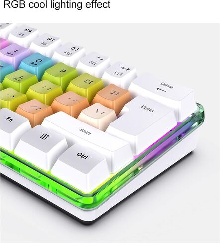 لوحة مفاتيح ألعاب ميكانيكية محمولة 60 ٪ ، 61 مفاتيح RGB Backlight Mini لوحة مفاتيح ميكانيكية سلكية مع مفاتيح ملونة ، 9 أوضاع RGB ، لوحة مفاتيح مريحة لألعاب الكمبيوتر (المشمش) in Kuwait