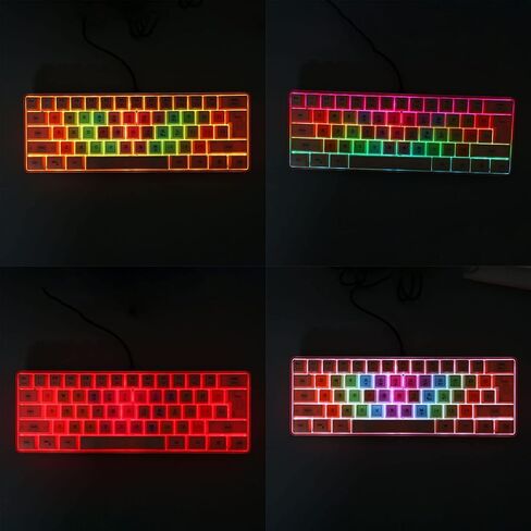 لوحة مفاتيح ألعاب ميكانيكية محمولة 60 ٪ ، 61 مفاتيح RGB Backlight Mini لوحة مفاتيح ميكانيكية سلكية مع مفاتيح ملونة ، 9 أوضاع RGB ، لوحة مفاتيح مريحة لألعاب الكمبيوتر (المشمش) in Kuwait