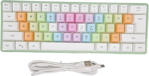 لوحة مفاتيح ألعاب ميكانيكية محمولة 60 ٪ ، 61 مفاتيح RGB Backlight Mini لوحة مفاتيح ميكانيكية سلكية مع مفاتيح ملونة ، 9 أوضاع RGB ، لوحة مفاتيح مريحة لألعاب الكمبيوتر (المشمش) in Kuwait