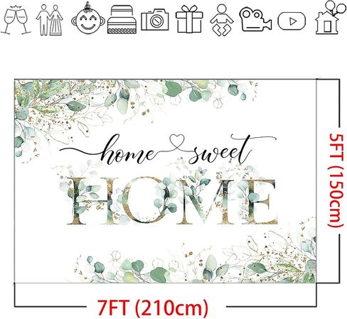 MOCSICKA HOUSWARMING Home حلو الخلفية 7x5ft الأخضر الأوكالبتوس يترك الزفاف دش ديكورات لافت in Kuwait