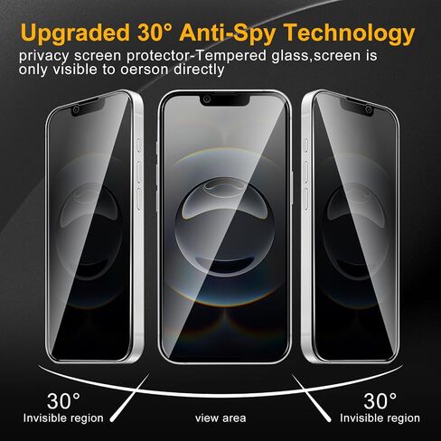 3 Pack Privacy Screen Protector for iPhone 16e/SE 4 2025(6.1 inch), Anti Spy Tempered Glass 9H Hardness, Black Protector Anti Spy, Bubble Free, Anti-Scratch in Saudi Arabia
