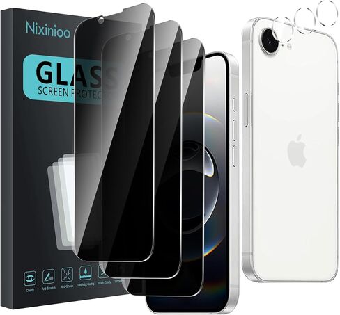 3 Pack Privacy Screen Protector for iPhone 16e/SE 4 2025(6.1 inch), Anti Spy Tempered Glass 9H Hardness, Black Protector Anti Spy, Bubble Free, Anti-Scratch in Saudi Arabia