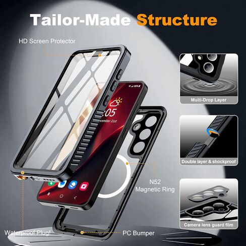 Antshare Magnetic لـ Samsung Galaxy S25 Ultra Case مقاومة للماء ، [IP68 تحت الماء] in Kuwait
