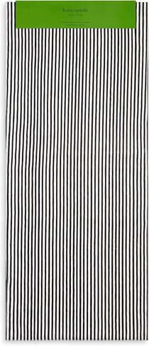 KATE SPADE NEW YORK Hand Painted Shirting Stripe Reversible Table Runner, 100% Cotton, Cream/Black, 15"x72" in Saudi Arabia