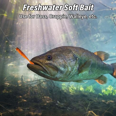 Dr.Fish 20 Pack Soft Worm Fishing Lures 3.3" Flat Tail Soft Plastic Bass Fishing Bait Drop Shot Bait Freshwater Crappie Walleye Panfish in Saudi Arabia