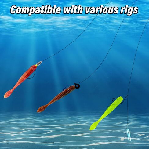 Dr.Fish 20 Pack Soft Worm Fishing Lures 3.3" Flat Tail Soft Plastic Bass Fishing Bait Drop Shot Bait Freshwater Crappie Walleye Panfish in Saudi Arabia