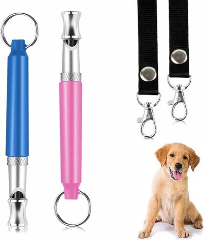 Dog Whistle with Lanyard Whistle to Stop Barking Neighbors Dog Provides The Perfect Bark Control and Effective Memory Training for All Dog Breeds (Pink+Blue, 2 Pcs) in Saudi Arabia