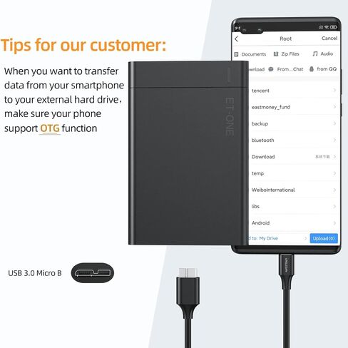 كبل محرك الأقراص الصلبة USB C ، 10 جيجابت في الثانية MICRO-B إلى سلك كابل USB-C 1 قدمًا ، كابل محرك أقراص ثابت خارجي ، سلك USB 3.0 MICRO-B متوافق مع MacBook Pro/Air ، iPad/tablet ، iPhone ، Galaxy S24 ، WD ، HDD ، SSD in Kuwait