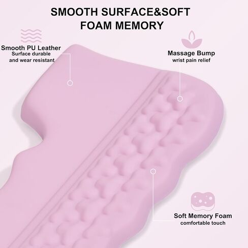 MOSISO Keyboard Stand with Wrist Rest, PU Leather Ergonomic Unique Wing Curved Edge Keyboard Riser with Wrist Rest Pad, Non-Slip Base Easy Typing Cushion with Memory Foam for Home Office, Pink in Saudi Arabia