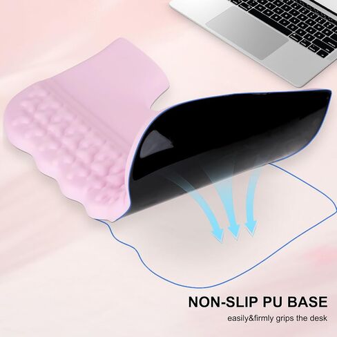 MOSISO Keyboard Stand with Wrist Rest, PU Leather Ergonomic Unique Wing Curved Edge Keyboard Riser with Wrist Rest Pad, Non-Slip Base Easy Typing Cushion with Memory Foam for Home Office, Pink in Saudi Arabia