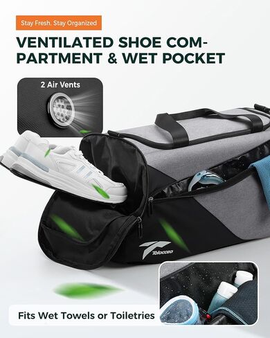 Tolaccea Small Gym Bag for Women Men, 25L Lightweight Duffle Bag for Travel, Waterproof Sports Bag with Shoe Compartment & Wet Pocket, Mini Carry on Weekender Overnight Bags for Workout Swimming in Saudi Arabia