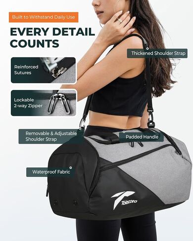 Tolaccea Small Gym Bag for Women Men, 25L Lightweight Duffle Bag for Travel, Waterproof Sports Bag with Shoe Compartment & Wet Pocket, Mini Carry on Weekender Overnight Bags for Workout Swimming in Saudi Arabia