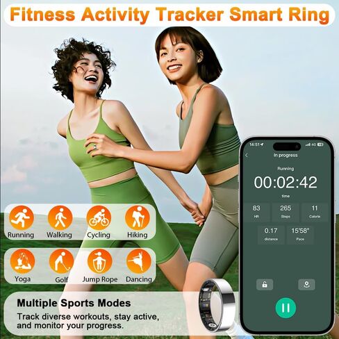 2025 Smart Ring Health Tracker with Blood Pressure Monitor, IP68 Waterproof Health Ring for Blood Oxygen Heart Rate SpO2 Sleep Monitor, Bluetooth Connect Fitness Ring for Multi-Sports Tracking in Saudi Arabia