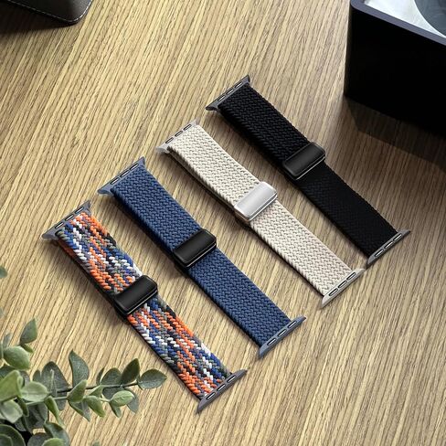 4 حزمة مضفر النطاق المغناطيسي متوافق مع نساء Apple Watch Men 49mm 46mm 45mm 44mm 42mm (2024 Series 10) 41mm 40mm 38mm ، حزام حلقة رياضية نايلون تمتد لـ IWatch Ultra 2/1 10 9 8 SE 7 6 5 3 2 1 1 1 1 in Kuwait