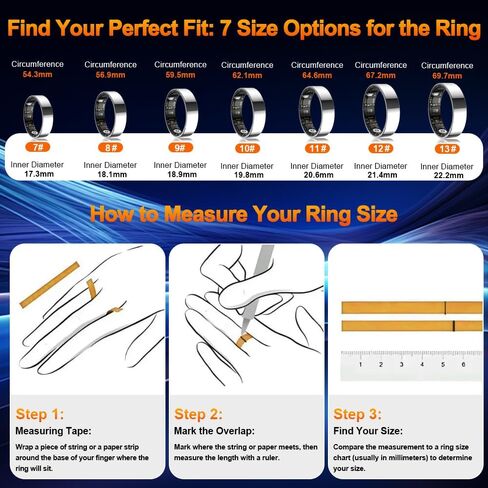 2025 Smart Ring Health Tracker with Blood Pressure Monitor, IP68 Waterproof Health Ring for Blood Oxygen Heart Rate SpO2 Sleep Monitor, Bluetooth Connect Fitness Ring for Multi-Sports Tracking in Saudi Arabia