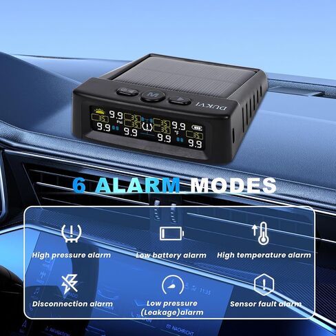 نظام مراقبة ضغط الإطارات RV مع شاحن بالطاقة الشمسية وشاحن USB، TPMS للمقطورة مع 4 أجهزة استشعار و6 أوضاع إنذار، شاشة عرض LCD، مراقبة الضغط ودرجة الحرارة في الوقت الحقيقي لسيارة السيدان، سيارات الدفع الرباعي، MPV (0-99 رطل لكل بوصة مربعة) in Saudi Arabia