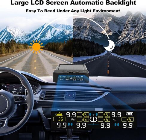 نظام مراقبة ضغط الإطارات RV مع شاحن بالطاقة الشمسية وشاحن USB، TPMS للمقطورة مع 4 أجهزة استشعار و6 أوضاع إنذار، شاشة عرض LCD، مراقبة الضغط ودرجة الحرارة في الوقت الحقيقي لسيارة السيدان، سيارات الدفع الرباعي، MPV (0-99 رطل لكل بوصة مربعة) in Saudi Arabia