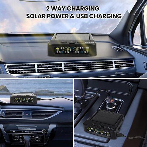 نظام مراقبة ضغط الإطارات RV مع شاحن بالطاقة الشمسية وشاحن USB، TPMS للمقطورة مع 4 أجهزة استشعار و6 أوضاع إنذار، شاشة عرض LCD، مراقبة الضغط ودرجة الحرارة في الوقت الحقيقي لسيارة السيدان، سيارات الدفع الرباعي، MPV (0-99 رطل لكل بوصة مربعة) in Saudi Arabia
