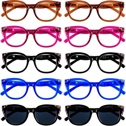 نظارات القراءة LUR للرجال والنساء مكونة من 10 قطع بمفصلات زنبركية تتضمن نظارات للقراءة +2.50 in Kuwait