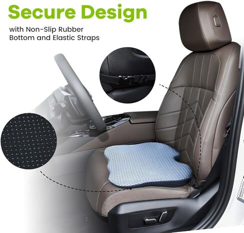 وسادة مقعد السيارة إسفين للقيادة وتوسيع الرؤية من خلال الظهر المرتفع - وسادة مقعد سيارة ناعمة وكثيفة من إسفنج الذاكرة لسائق مقعد السيارة / الركاب توفر الراحة والإغاثة لآلام عرق النسا والورك والعصعص (أسود) in Kuwait