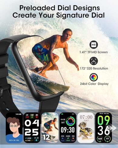 Health Fitness Tracker for Men Women: Activity Trackers with 24H Heart Rate Monitor Blood Oxygen Sleep Tracker Calorie Step Counter 5ATM Waterproof Fitness Smart Watches Compatible with iPhone Android in Saudi Arabia